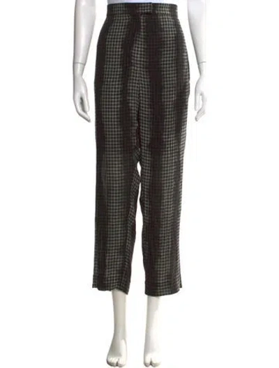 Pre-owned Nina Ricci Plaid Print Straight Leg Pants In Black