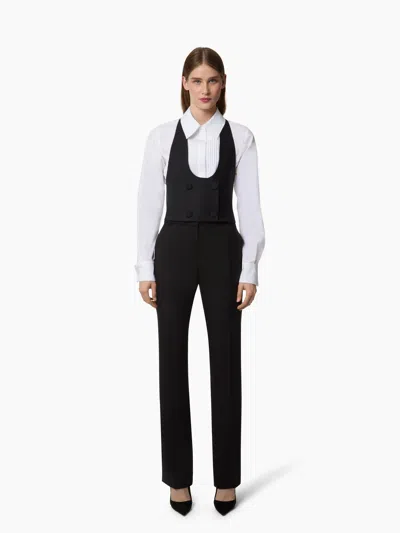 Nina Ricci Pleated Bib Cotton Shirt In Black