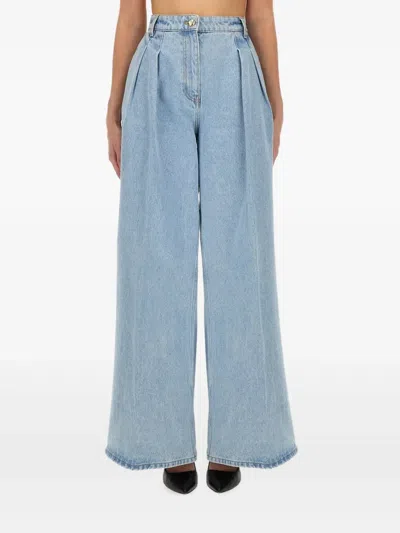 Nina Ricci Pleated Denim Trousers In Blue