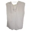 Nina Ricci Pleated Pinstripe Sleeveless Top In White Silk In White
