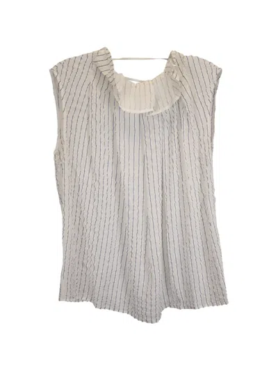Pre-owned Nina Ricci Pleated Pinstripe Top In White