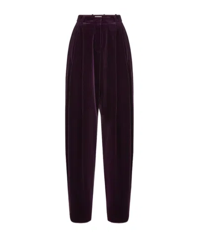 Nina Ricci Pleated Velvet Trousers In Purple