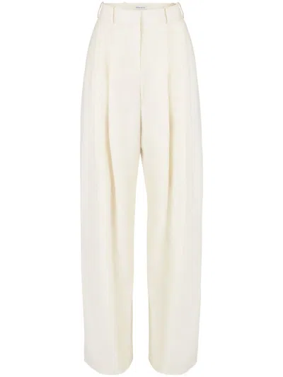 Nina Ricci Pleated Wide-leg Trousers In Neutrals