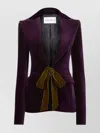 Nina Ricci Plum Velvet Tailored Blazer Bow In Multi