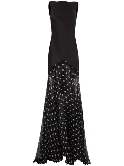 Nina Ricci Polka-dot Maxi Dress In Black
