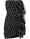 Nina Ricci Knee Length Strapless Dress With Ruffled Detailing In 黑色