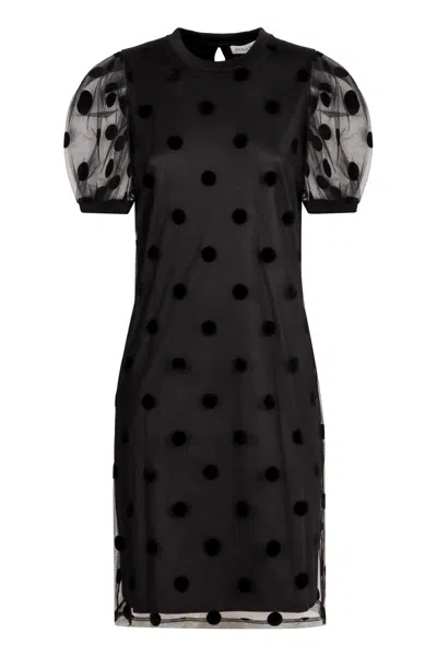 Nina Ricci Polka-dot Pattern Mini Dress In Black