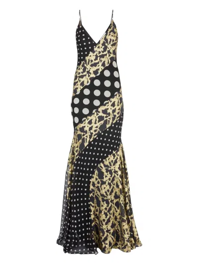 Nina Ricci Polka Dot-pattern Marbled Silk Maxi Dress In Multi