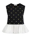 Nina Ricci Polka Dot Peplum Top In Black
