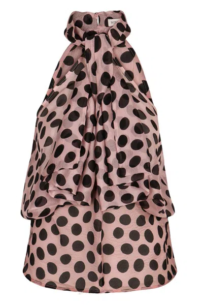 Nina Ricci Polka-dot Print Silk Top In Pink