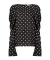 Nina Ricci Polka Dot-print Puff Sleeve Mini Dress In Black