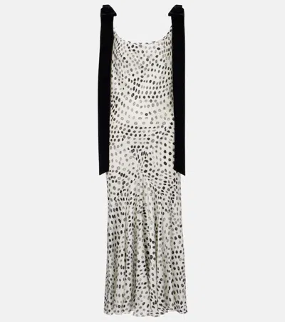 Nina Ricci Polka-dot Satin Midi Dress In White