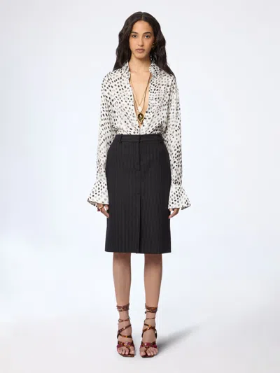 Nina Ricci Polka Dot Satin Shirt With Bell Cuffs In Multi