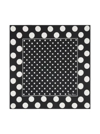 Nina Ricci Polka-dot Silk Scarf In Black