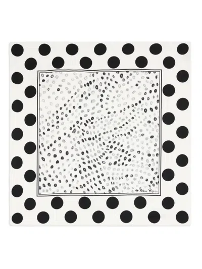 Nina Ricci Polka-dot Silk Scarf In White