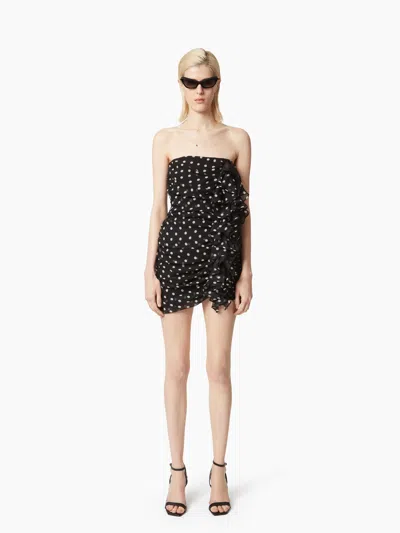 Nina Ricci Polka Dots Bustier Mini Dress In Black