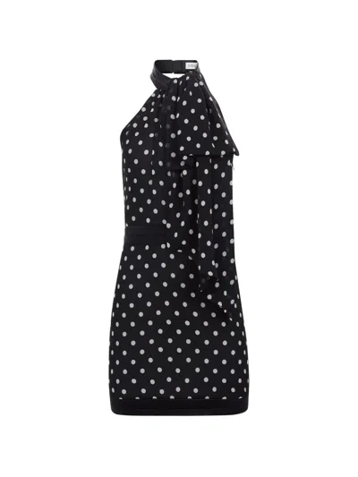 Nina Ricci 폴카 도트 홀터 넥 미니 드레스 In Black