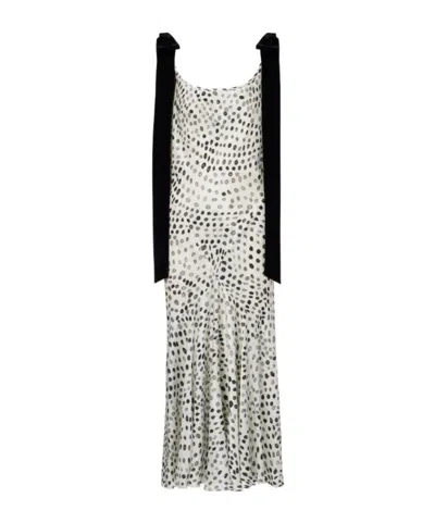 Nina Ricci Polka-dot Satin Midi Dress In White