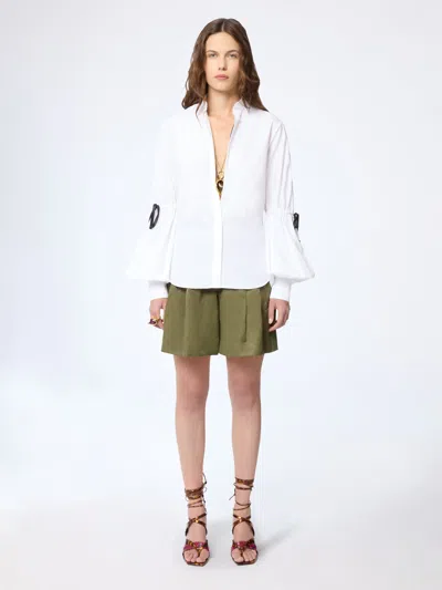Nina Ricci Poplin Shirt With Bow Details In White