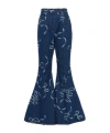 Nina Ricci Printed Flared Jeans In Blue