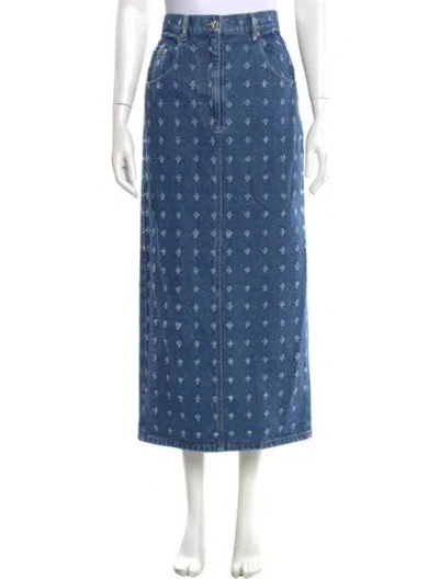 Pre-owned Nina Ricci Printed Midi Length Skirt In Blue