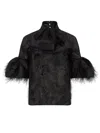 Nina Ricci Puff-sleeve Lavaliere Blouse In Black