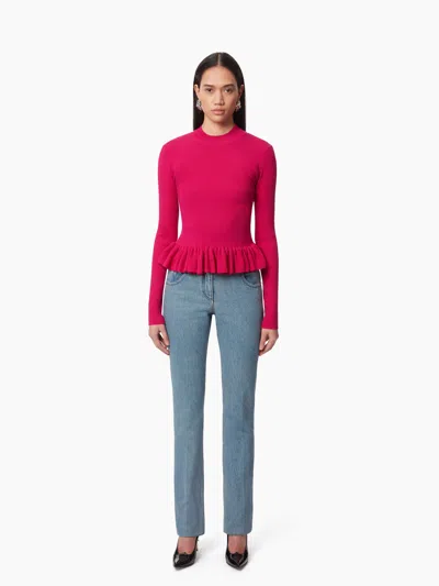 Nina Ricci Sweater With Ruffle Peplum Xl In Brown