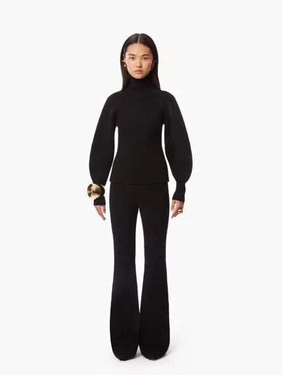 Nina Ricci Pull Col Roulé À Manches Bouffantes In Black