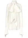 Nina Ricci Pussy-bow Collar Silk Shirt In Weiss