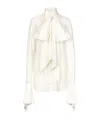 Nina Ricci Pussy-bow Collar Silk Shirt In White
