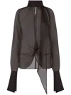 Nina Ricci Pussy-bow Sheer Blouse In Black