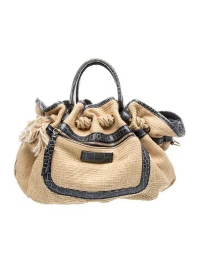 Pre-owned Nina Ricci Raffia Top Handle Bag In Neutrals