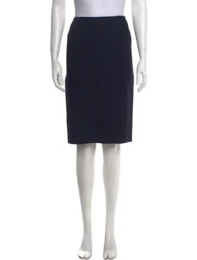 Pre-owned Nina Ricci Raw-edge Trim Knee-length Skirt In Blue