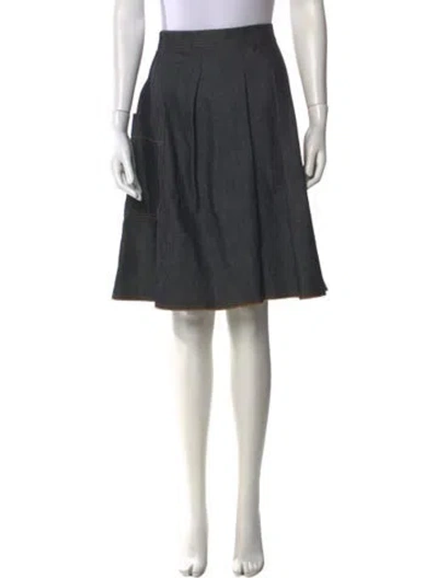 Pre-owned Nina Ricci Raw-edge Trim Knee-length Skirt In Gray