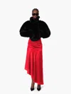 Nina Ricci Red Asymmetric Draped Skirt In Multi