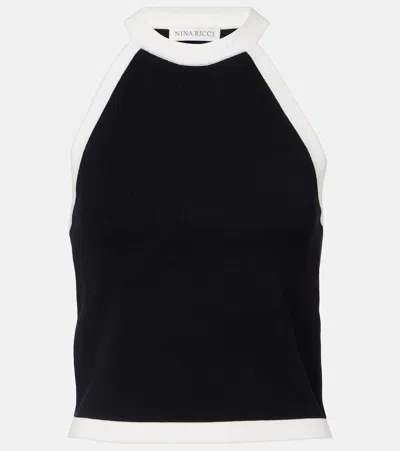 Nina Ricci Ribbed-knit Halterneck Top In Black