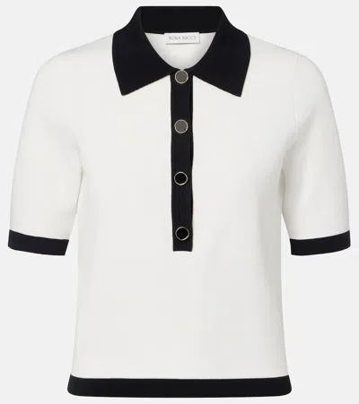 Nina Ricci Ribbed-knit Polo Shirt In White