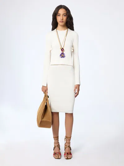 Nina Ricci Ribbed Sweater With Bows Xl In White