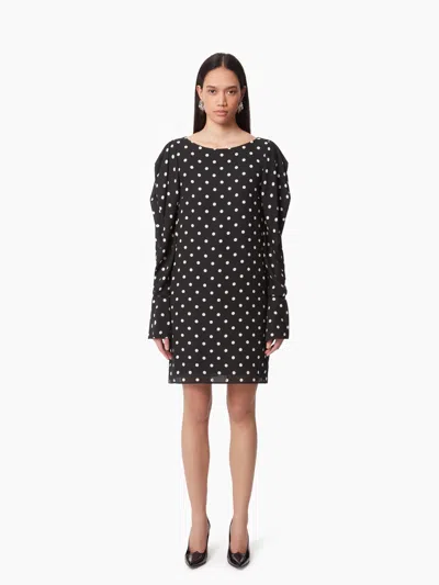 Nina Ricci Mini Dress With Ruched Sleeves In Black