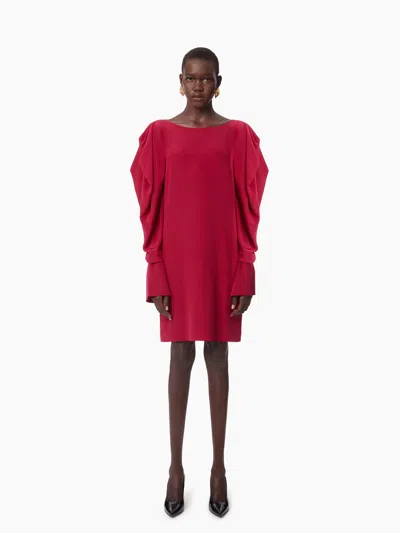Nina Ricci Mini Dress With Ruched Sleeves In Red