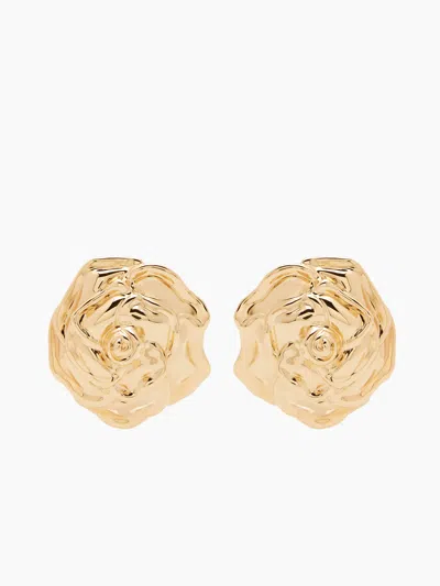 Nina Ricci Rose Flower-shaped Gold-tone Earrings