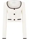 Nina Ricci Round-neck Two-tone Crop Jacket In White