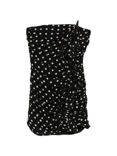Nina Ricci Knee Length Strapless Dress With Ruffled Detailing In Black