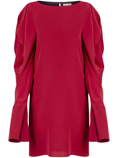 Nina Ricci Ruched-sleeve Silk Mini Dress In Pink
