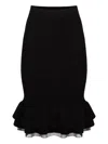 Nina Ricci Layered Ruffle Knit Pencil Midi Skirt In Black
