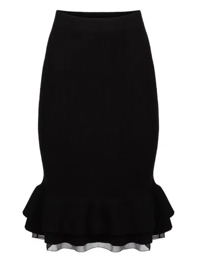 Nina Ricci Ruffled Knit Skirt In Animal Print