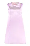 Nina Ricci Bow-detail Satin-finish Minidress In Purple