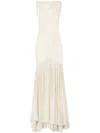 Nina Ricci Open-back Draped Satin Gown In Neutrals