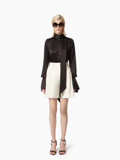 Nina Ricci Satin Lavaliere Shirt In Black