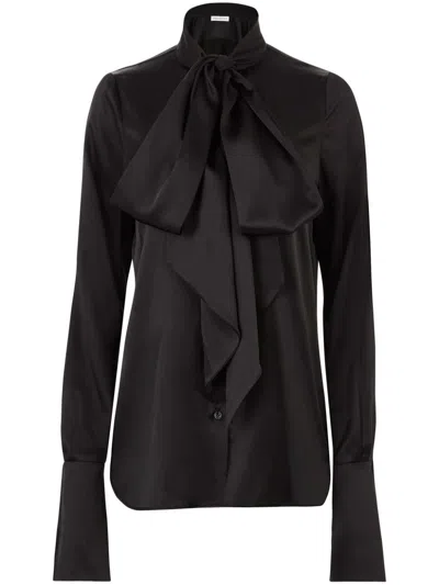 Nina Ricci Satin Lavaliere Shirt In U Noir